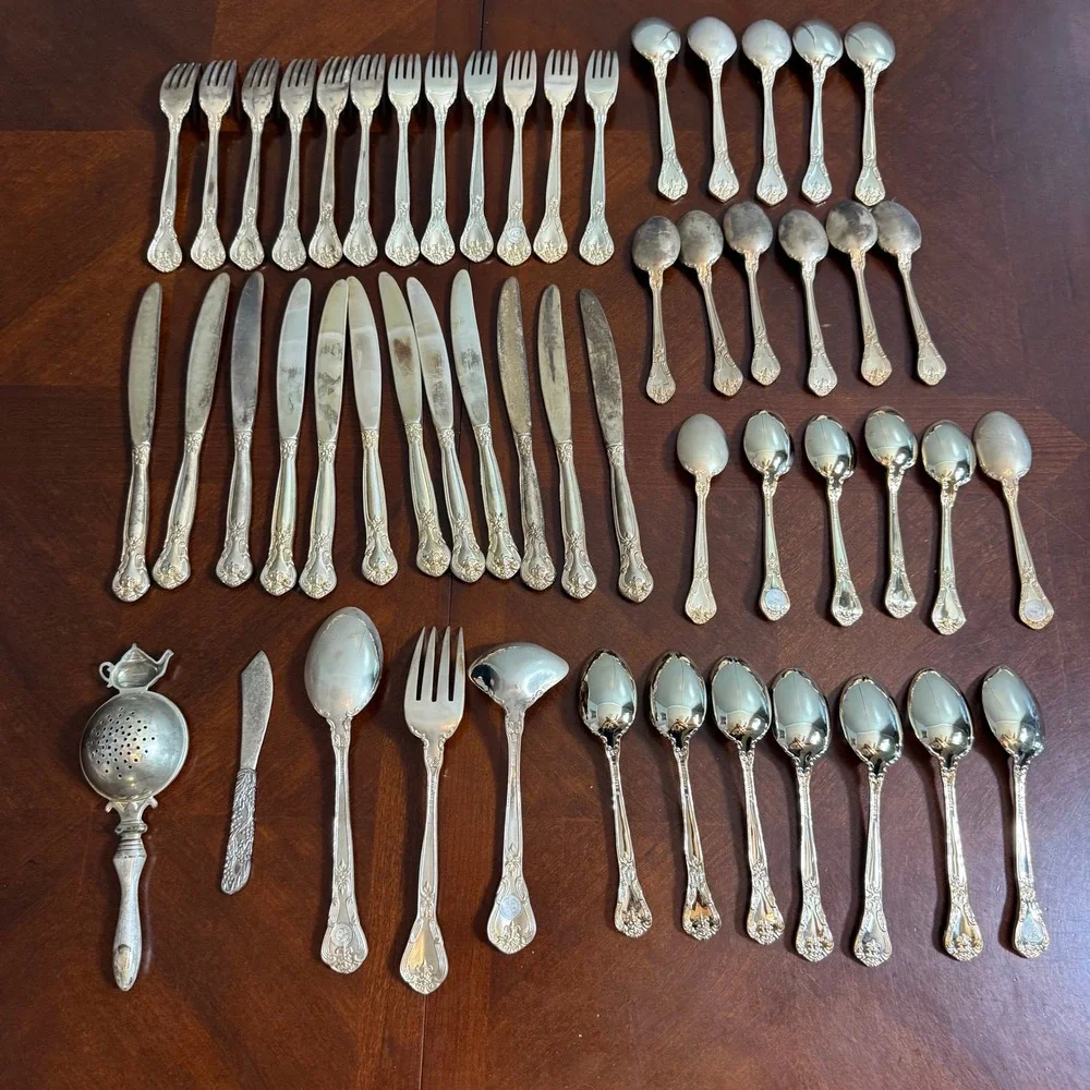 vtg Godinger Silver Plated Flatware  Tea Strainer 53 Pieces‎ floral ornate